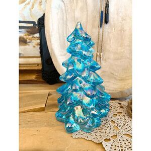 Vintage Mosser Glass Bluenique Carnival Christmas Tree – 8 Inch